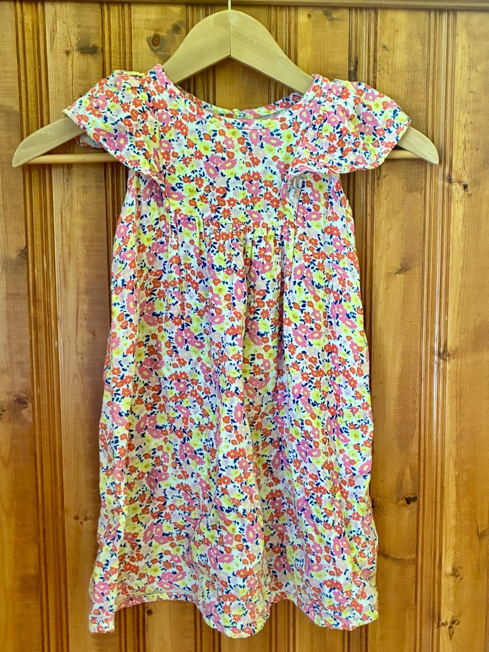 Old Navy Girls Floral Flutter Dress - Pink, Yellow & Blue